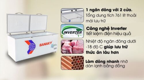 Tủ đông Sanaky Inverter 761 lít VH-8699HY3