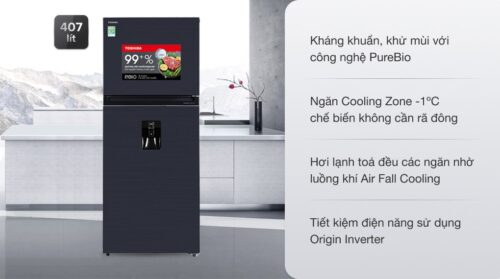 Tủ lạnh Toshiba Inverter 407 lít GR-RT535WE-PMV(06)-MG