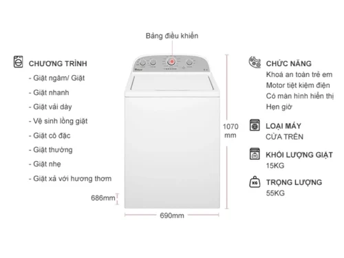 10036224 MAY GIAT WHIRLPOOL 15 KG 3LWTW4815FW