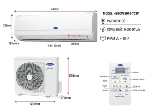 Máy lạnh Carrier inverter 1.5 HP 38GCVBE013-703V/42GCVBE013-703V 2 10049351 may lanh carrier inverter 1 hp 38gcvbe010 703v 42gcvbe010 703v