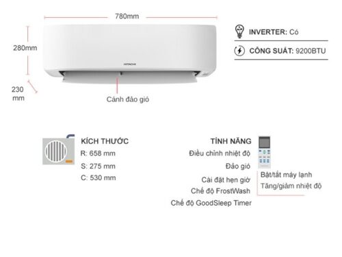 Máy lạnh Hitachi Inverter 1 HP RAC/RAK-DJ10PCASVX 2 10055373 may lanh hitachi inverter 1 hp rac rak dj10pcasvx tskt 5