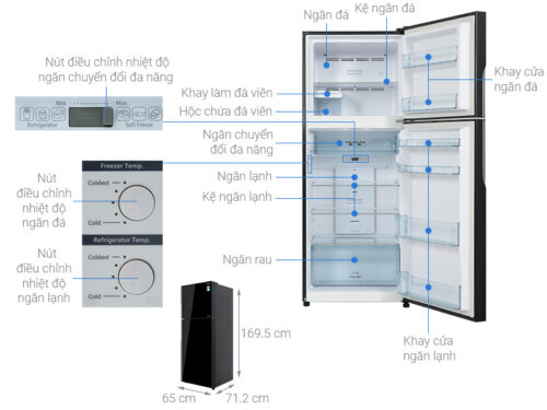 Tủ lạnh Hitachi Inverter 366 lít R-FVX480PGV9 GBK 11 11 14