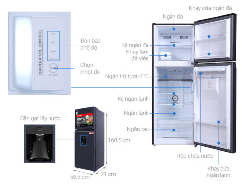 Tủ lạnh Toshiba Inverter 311 lít GR-RT395WE-PMV(06)-MG 13 14 8