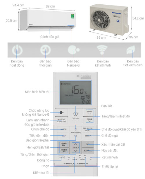 Máy lạnh Panasonic Inverter 1.5 HP CU/CS-U12BKH-8 3 4 104