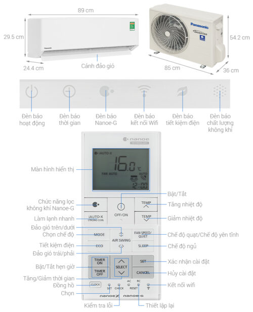 Máy lạnh Panasonic Inverter 1.5 HP CU/CS-XU12BKH-8 3 4 106