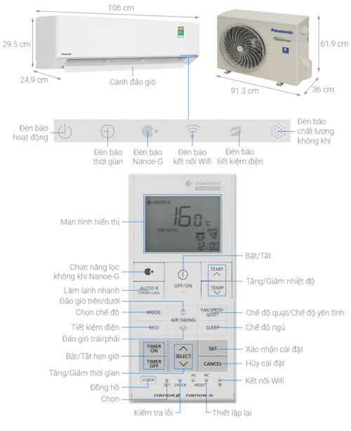 Máy lạnh Panasonic Inverter 2 HP CU/CS-XU18BKH-8 3 4 107