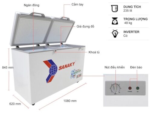 Tủ đông Sanaky Inverter 235 lít VH-2899A4K 5 5 12