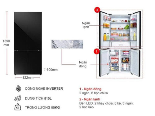 Tủ lạnh Panasonic Inverter 510 lít Multi Door NR-X561BK-VN 5 6 46
