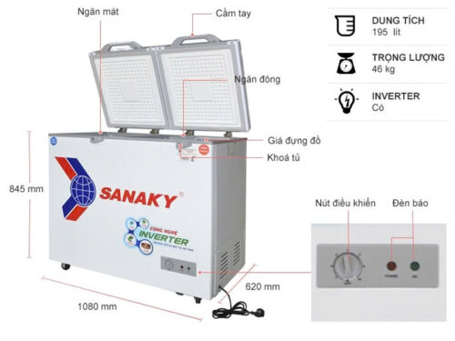 Tủ đông mát Sanaky Inverter 220 lít VH-2899W4K 7 7 11