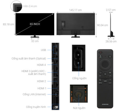 Tivi QLED Samsung AI 4K 65 inch QA65Q70D 7 8 23
