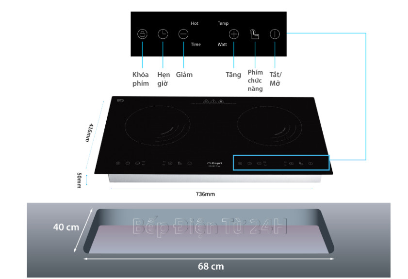 Bếp điện từ đôi CR-801KI 03 Bếp điện từ đôi CR-801KI 03