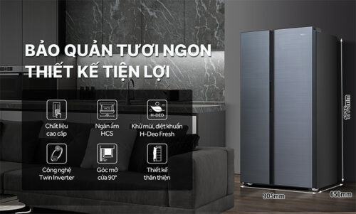 Tủ lạnh Aqua Inverter 569 lít AQR-S633XA(SL) 5 ck28854161 tu lanh aqua aqr s633xa sl