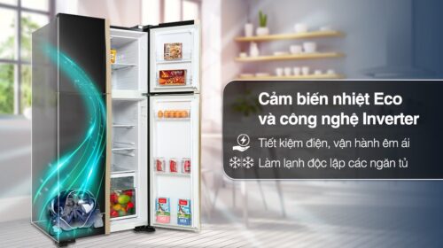 Tủ lạnh Hitachi Inverter 509 lít Multi Door R-FW650PGV8 GBK 2 hitachi inverter 509 lit r fw650pgv8637885738757861076