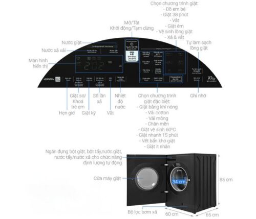 may giat inverter hitachi 10 kg bd 100xgv mag hinh note