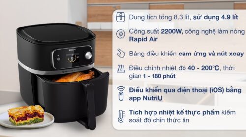 Nồi chiên không dầu Philips 8.3 lít HD9880/90